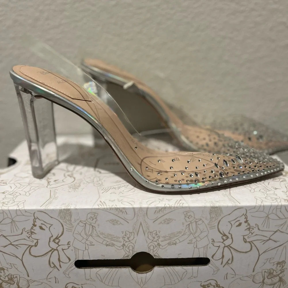 Aldo x Disney Strike Twelve Crystal Embellished Slingback Glass Slipper Heels